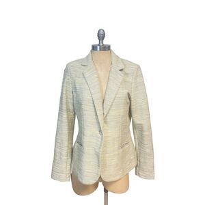 CAbi One Fine Day Lemon Zest Tweed Bouclé Blazer Jacket Size 8 #713